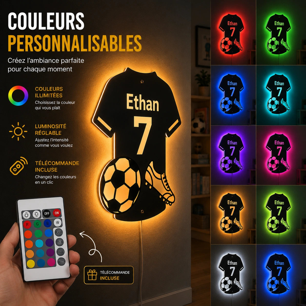 Lumifoot™ | Miroir LED Football Personnalisé